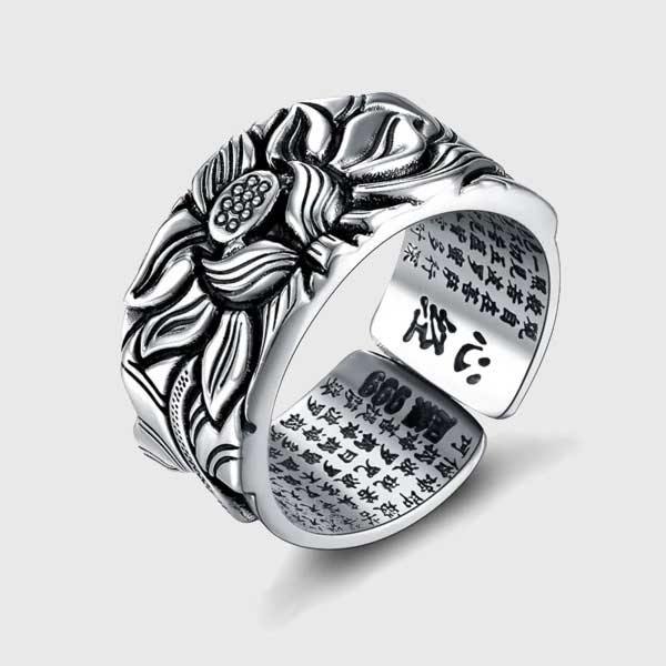 lotus ring with heart sutra