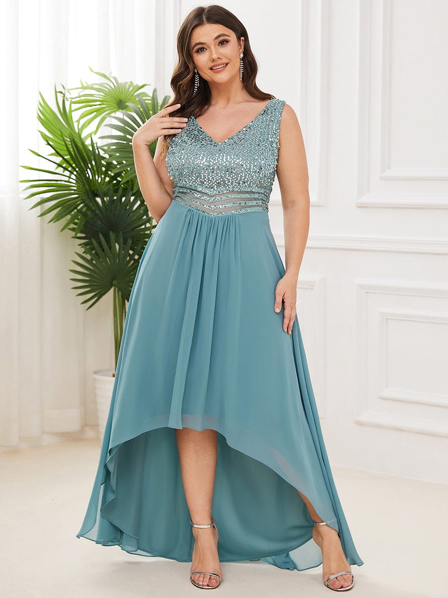 Modest Evening Dresses | Chiffon V-neck A-line Sleeveless Plus Size - Ever-Pretty UK