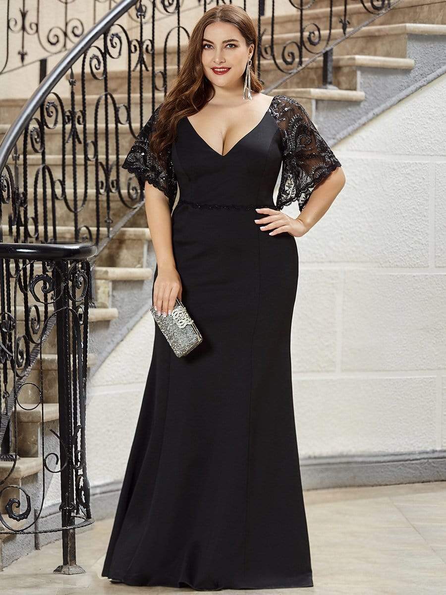 blotte fejl Tante Plus Size Mermaid Evening Dresses with Lace Sleeves - Ever-Pretty UK