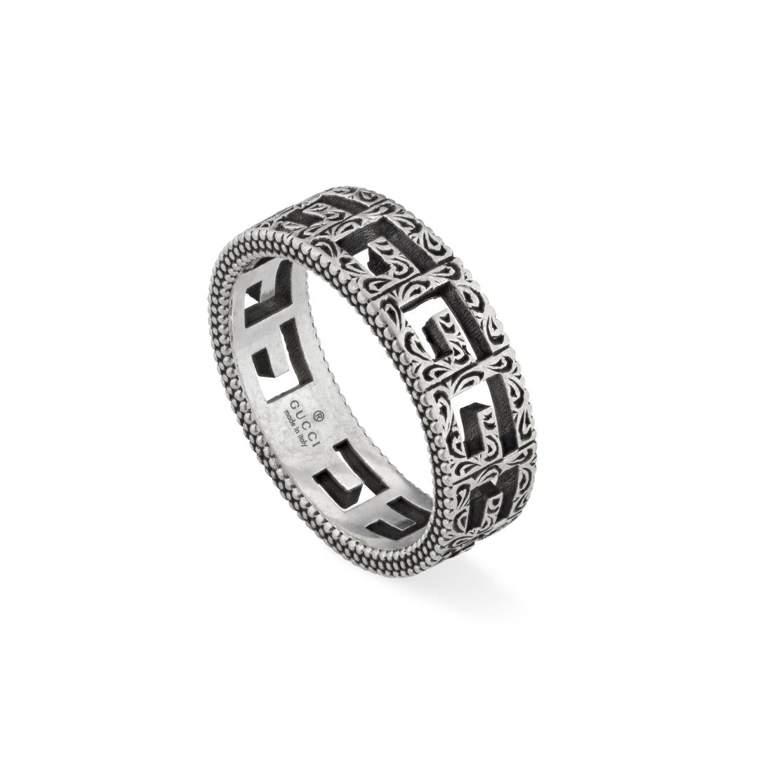 Gucci Jewelry G Cube Ring With G Motif In Aged Sterling Silver (YBC576993001)