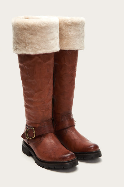 frye over the knee shearling boots
