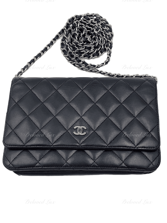 CHANEL Lambskin Wallet-on-the-chain WOC Crossbody Flap Bag - Black - Preloved Lux Canada