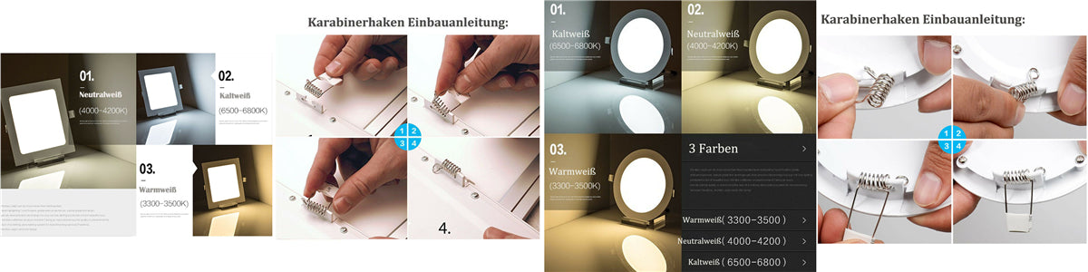 Hengda 3 in 1 Farbwechsel LED Panel Einbauleuchten (5 Stück)