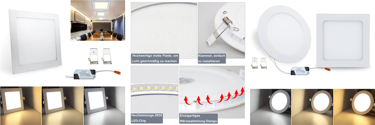 Hengda 3 in 1 Farbwechsel LED Panel Einbauleuchten