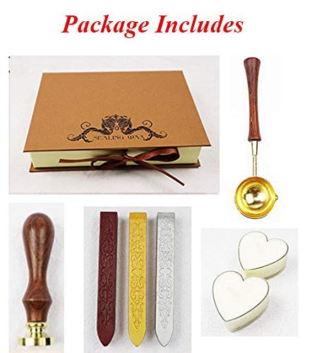 MNYR Retro Queen Bee Wedding Wax Seal Stamp Embellishment Wedding Invitation Card Mail Gift Wrap Wine Package Wood Handle Melting Spoon Sealing Wax Stick Box Christmas Wax Seal Stamp Set