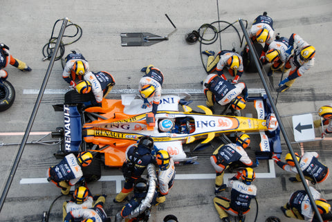 Formula One team pitstop