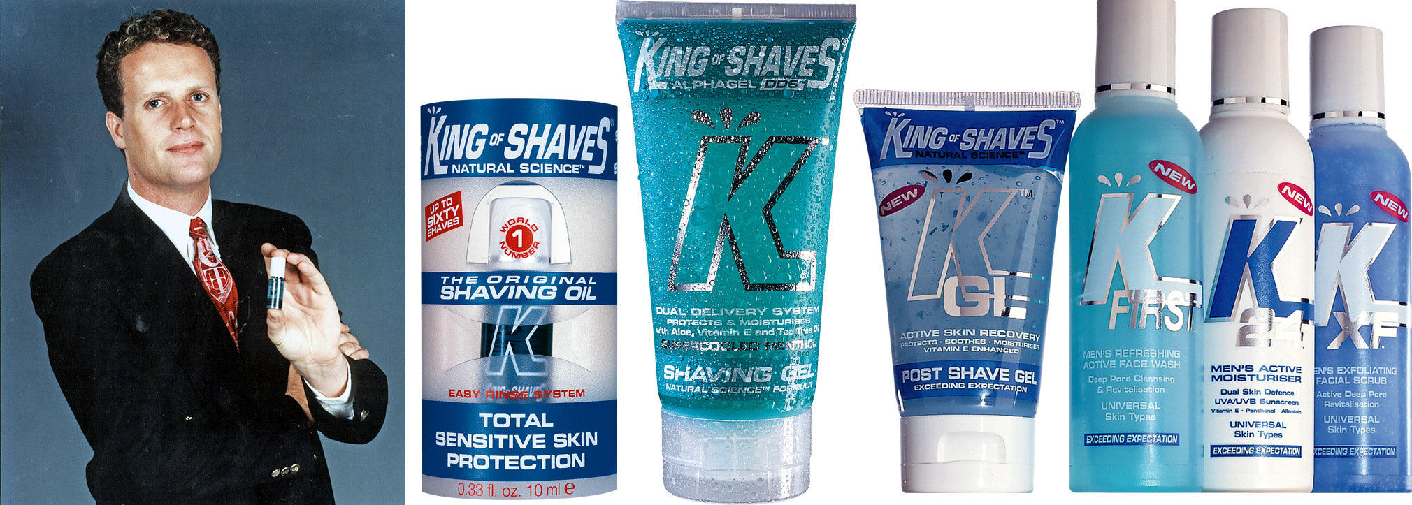 Will King and some of the original King of Shaves range of shaving and skincare products