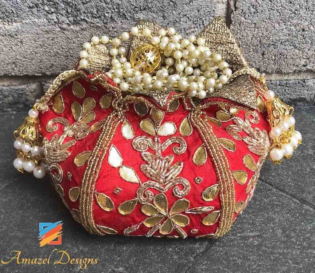 red bridal bags