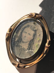 Antique tintype photograph brooch