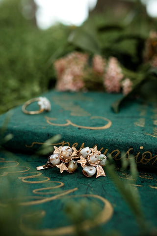 Victorian pearl clover earrings