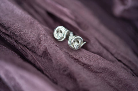 silver snake stud earrings fertility jewelry