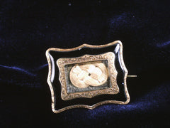 Antique mourning brooch in black enamel for child lost