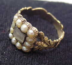 Victorian hair and pearl ring