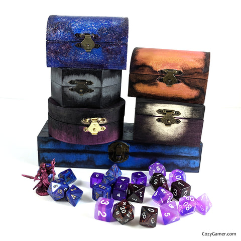 Cozy Gamer Dice Box for TTRPG Dice Set, Hand painted