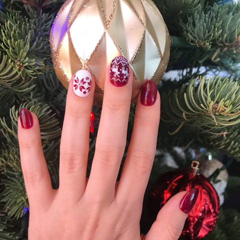 Beautiful Russian manicure done with gel polishes using Russian drill bits for the holidays