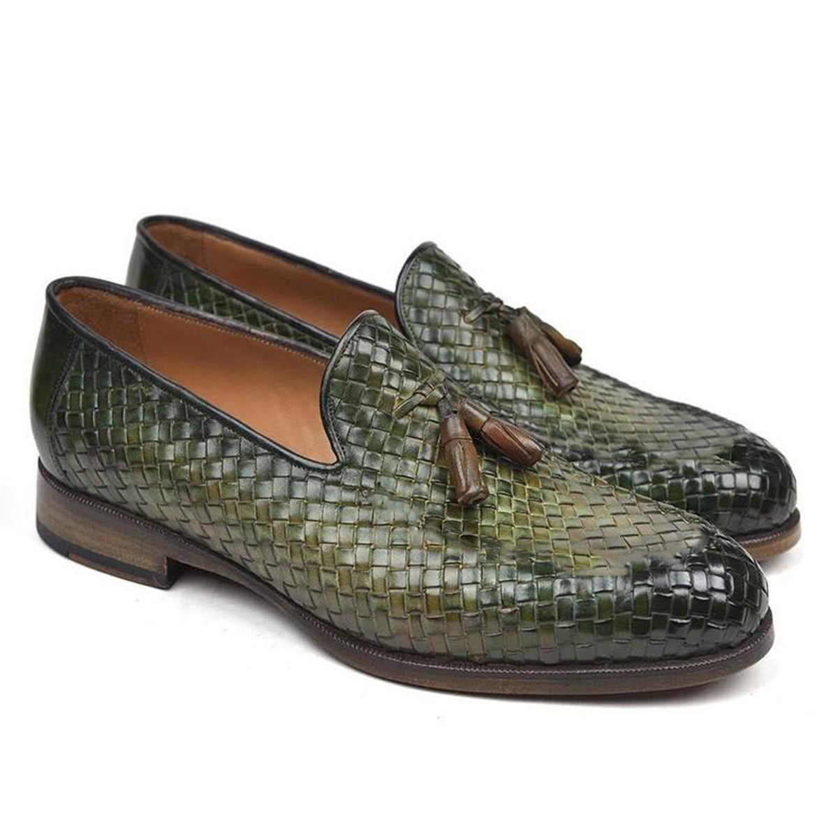 woven leather slip on shoes