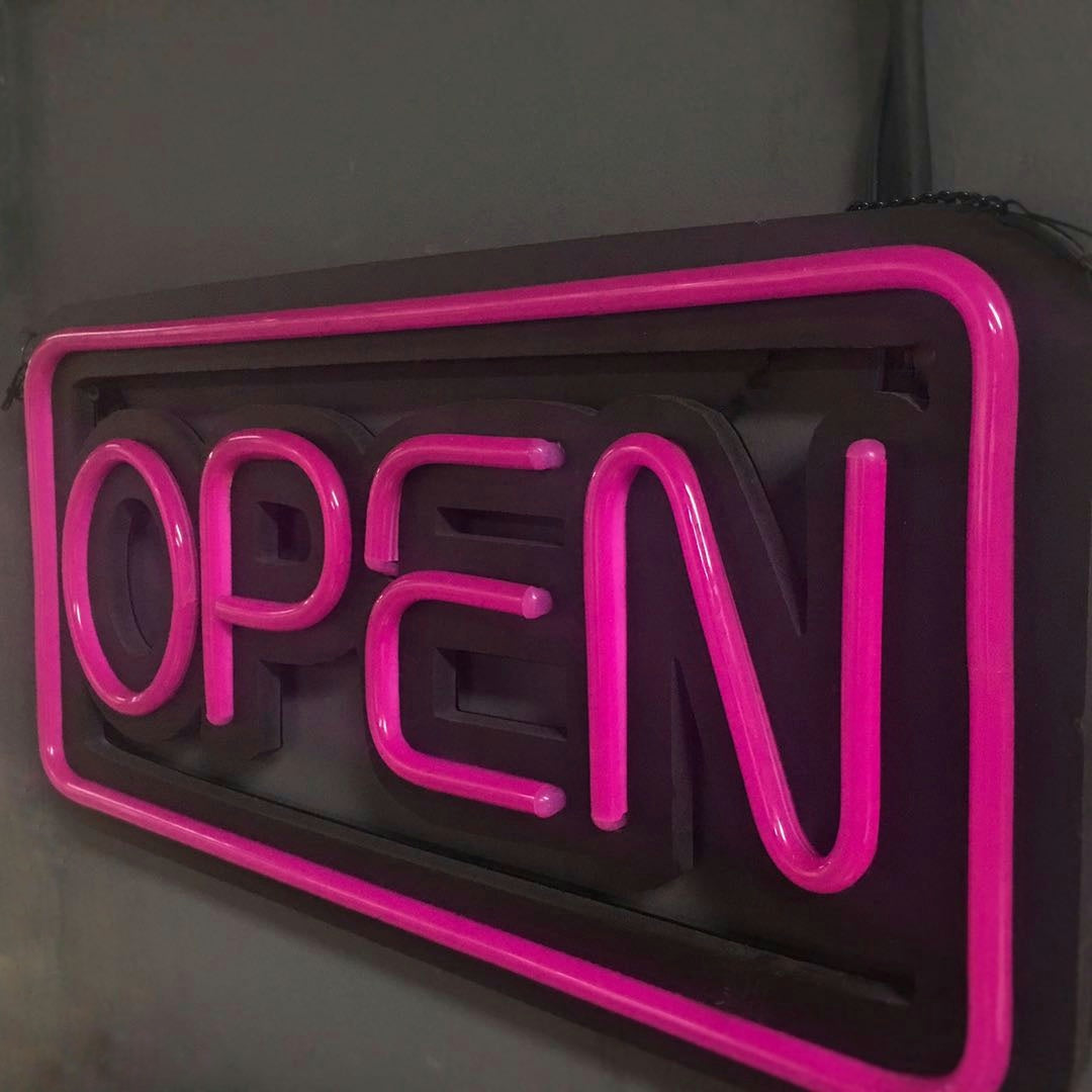 sign neon open pink signs led