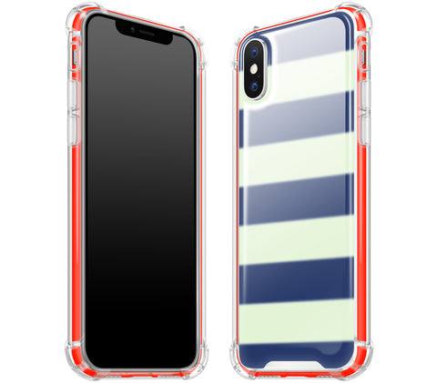 Nautical Striped / Neon Red <br>iPhone X - Glow Gel case combo