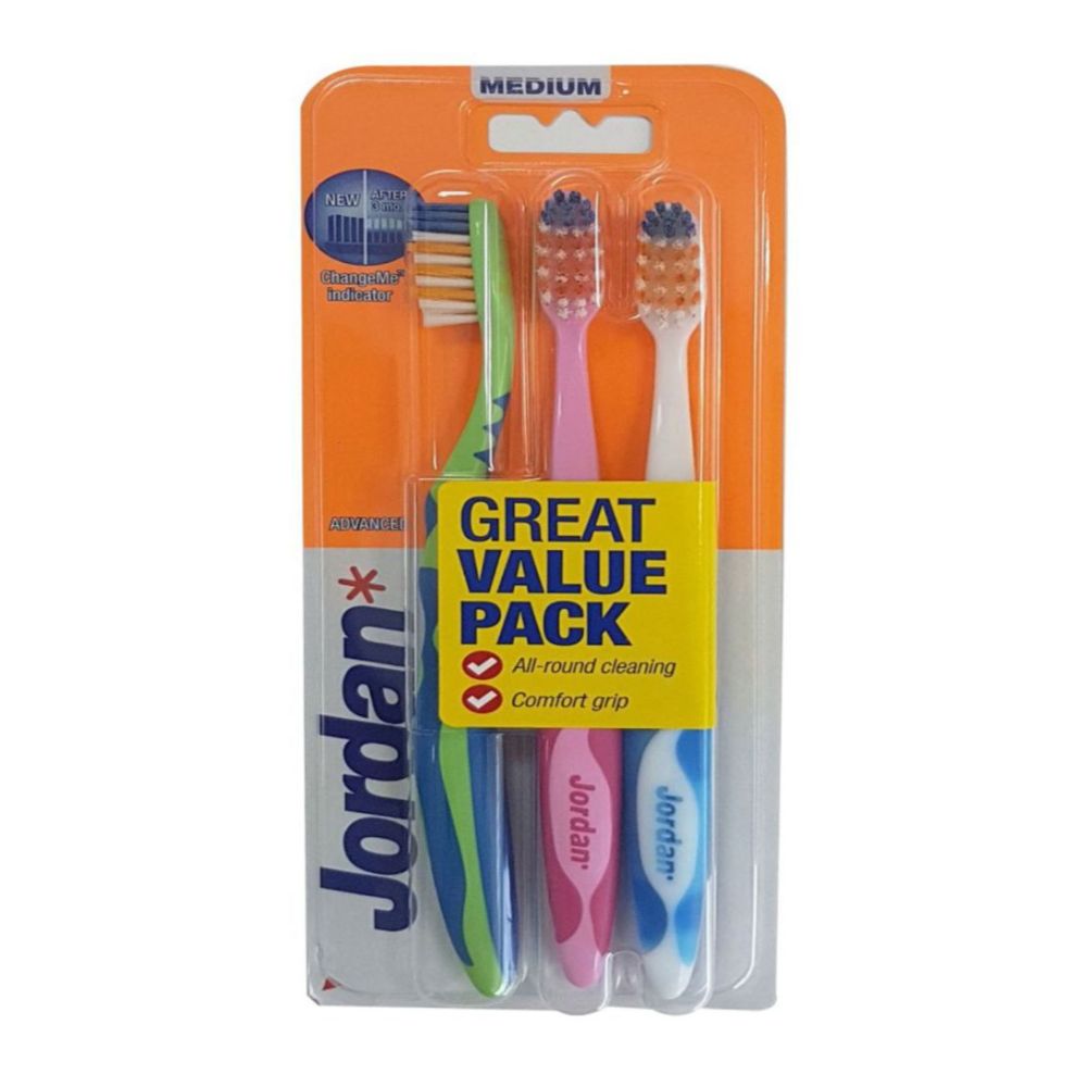 Månens overflade Ydmyg Stat Jordan Toothbrush Advanced Change Medium - (Pack of 3 - Total 9 Toothb –  Billjumla.com