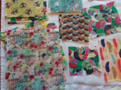 Finished beeswax wraps