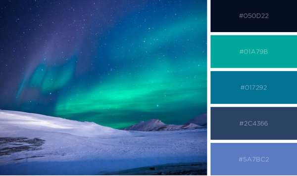 Teal and blue northern lights