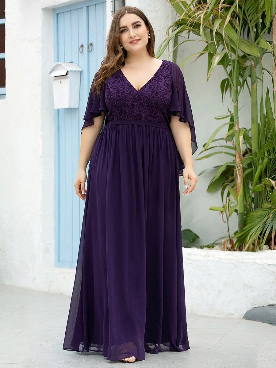 vores sekstant Rationalisering Elegant Plus Size Evening Dress | A-Line Chiffon with Lace
