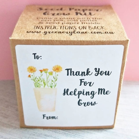 Seed Gift Box for Teachers Thanks For Helping Me Grow Quote