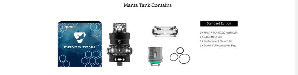 Advken Manta Mesh Tank 4.5ml 24mm Package Contains