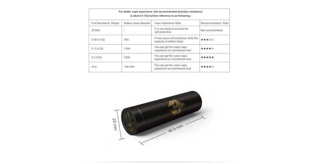 Ehpro Armor Prime Mechanical Mod Resoatance & Mod Size