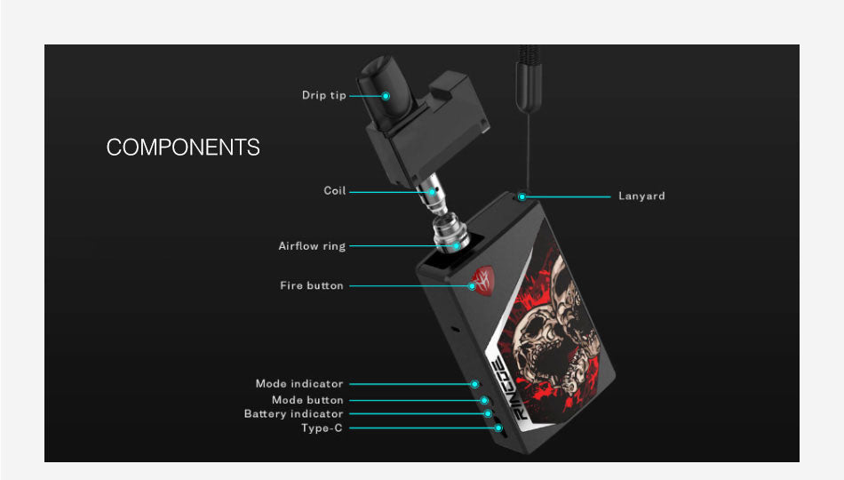 Rincoe Tix Vape Pod System Starter Kit Components