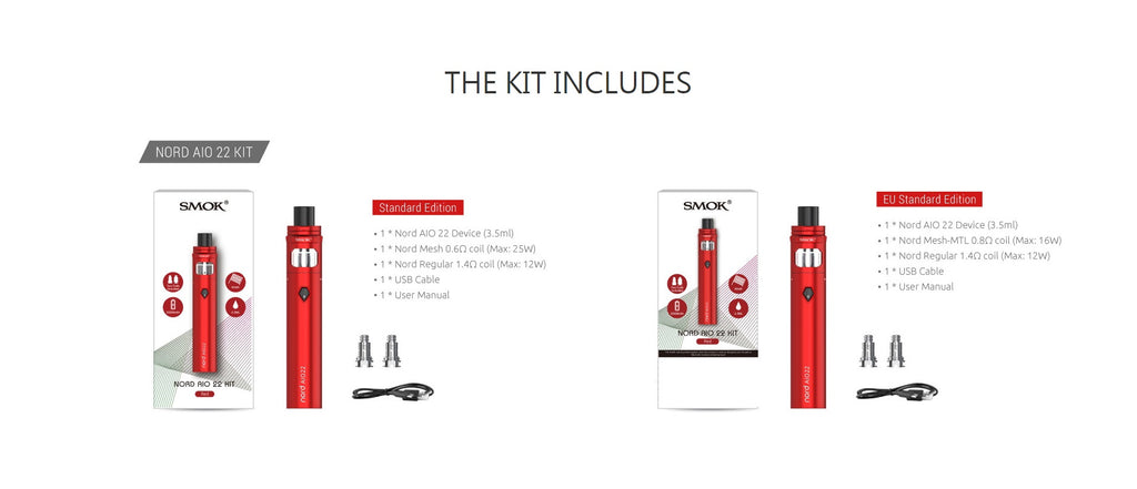 Smok Nord AIO 22 Vape Pen Kit Package Contents