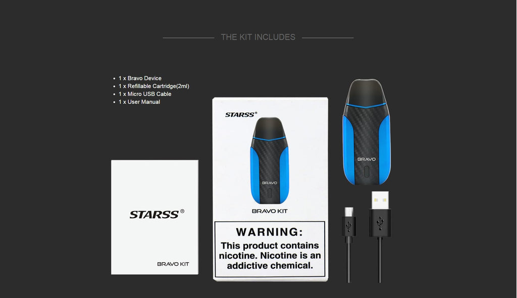 Starss Bravo Vape Pod System Kit Includes