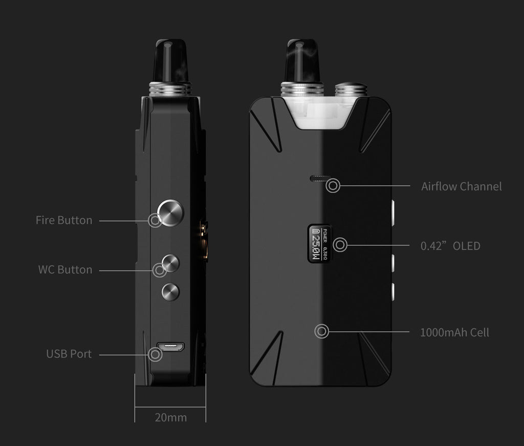 Thunderhead Creations Tauren X Vape Pod System Starter Kit Mesh Version Components - 1000mAh 2ml