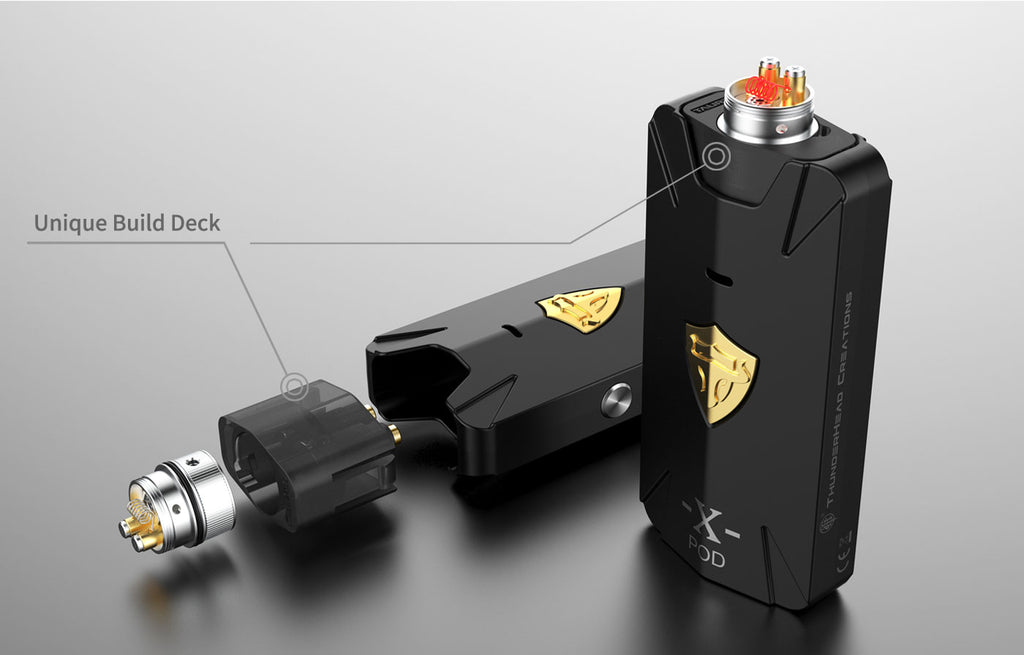 Thunderhead Creations Tauren X Vape Pod System Starter Kit RBA Version Unique Build Deck - 1000mAh 2ml