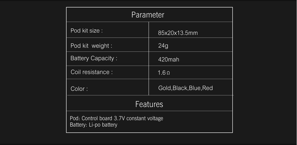 Think Vape Asteroid Vape Pod System Parameter