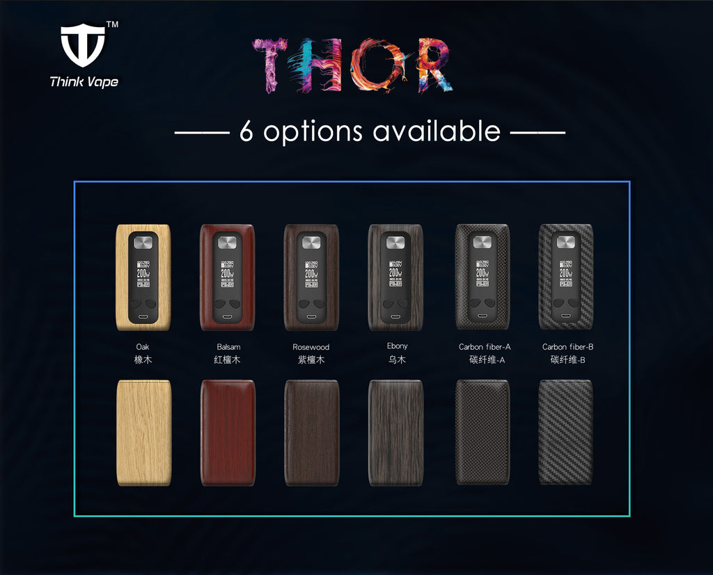 Think Vape Thor TC Box Mod Wood Grain Version 6 Options Colors
