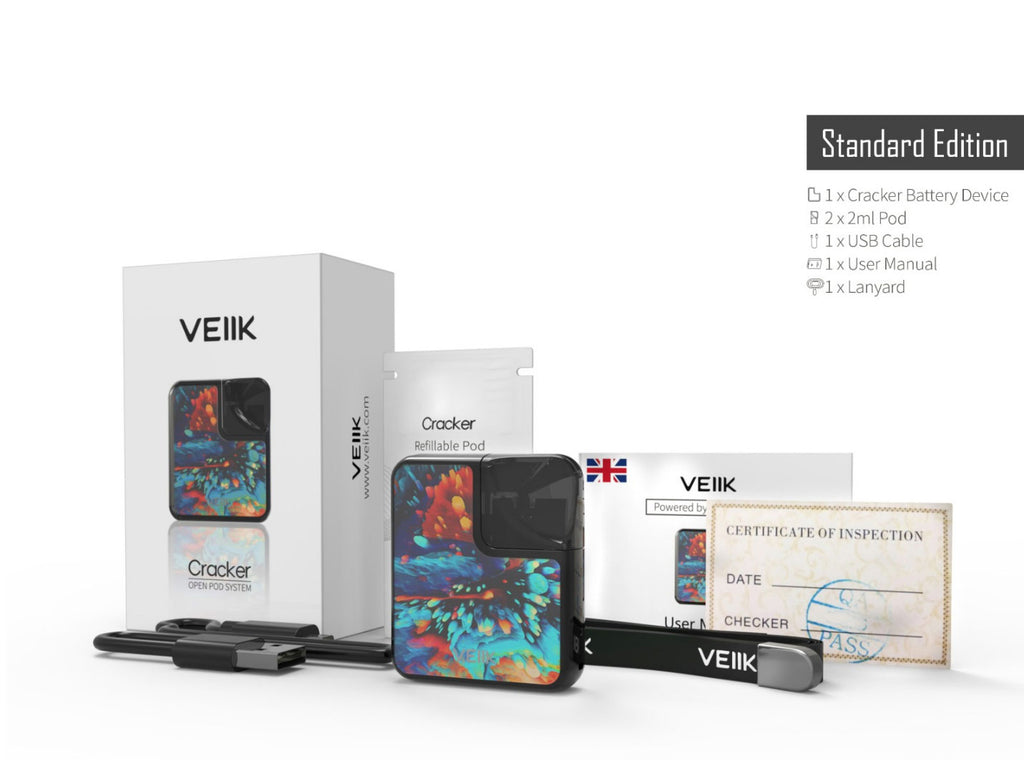 VEIIK Cracker Vape Pod System Starter Kit 500mAh 2ml Package Includes