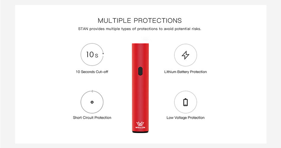 WELLON STAN Vape Pen Battery 650mAh Multiple Protections