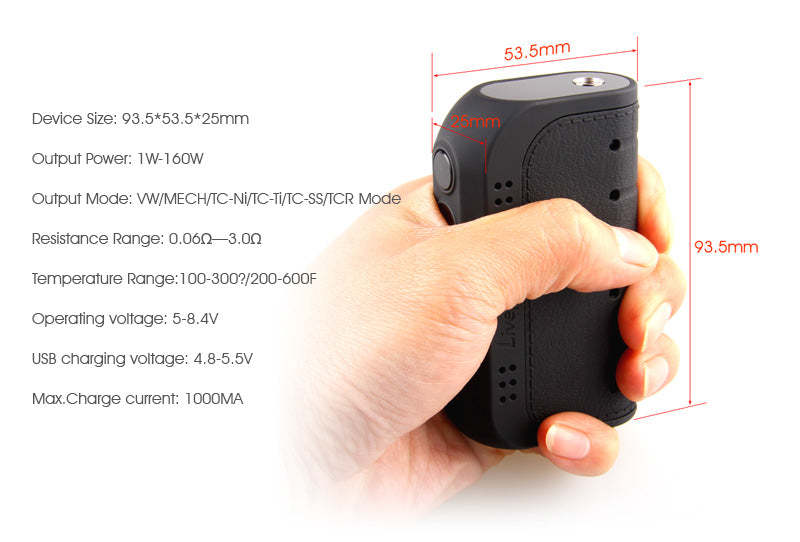 Yosta Livepor TC Box Mod 160W Specification