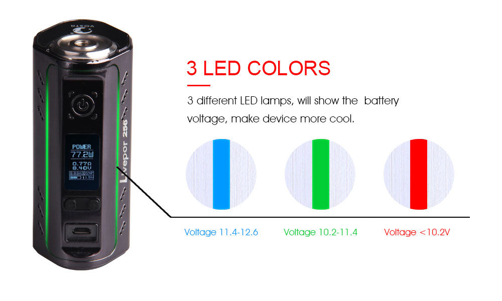 Yosta Livepor TC Box Mod 256W 3 LED Colors