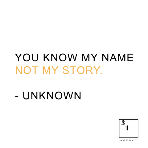 Quote: You Know Me, Not My Story - Black - White - Yellow