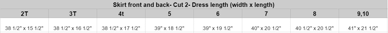 Dress measurements