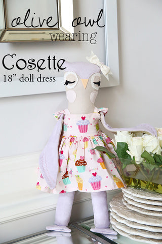 Olive Owl wears Cosette doll dress pattern