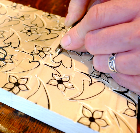 carving a wood block