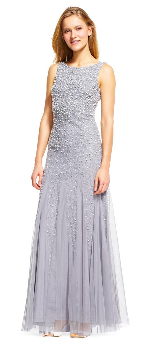 Adrianna Papell - Pearl Beaded Dress with Godet Skirt – Couture Candy