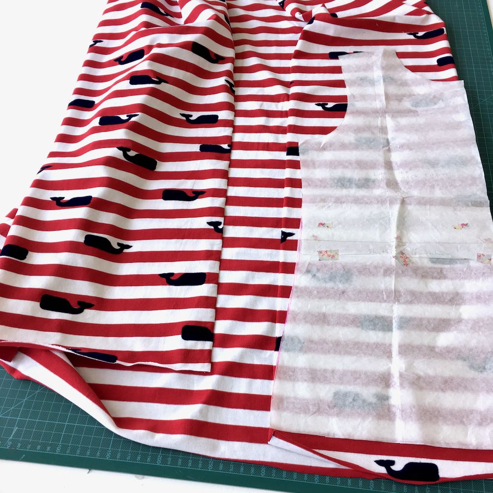 Sewing Grainline Studio Lark Tee in Nautical Red Stripes with velvet Whales 