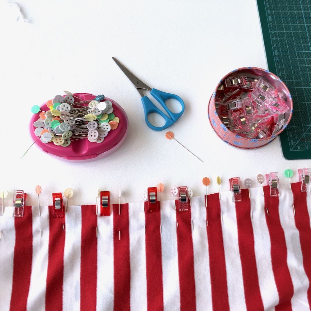 Sewing Grainline Studio Lark Tee in Nautical Red Stripes with velvet Whales 