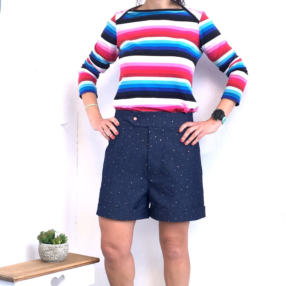 Tilly and the Buttons Romy top in Candy Rainbow Stripes Jersey