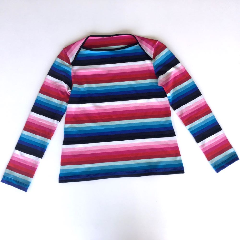 Tilly and the Buttons Romy top in Candy Rainbow Stripes Jersey