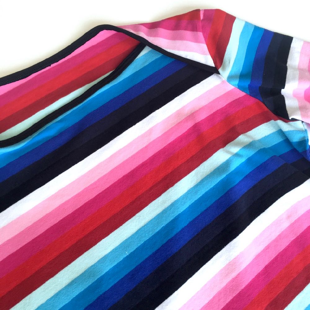 Tilly and the Buttons Romy top in Candy Rainbow Stripes Jersey